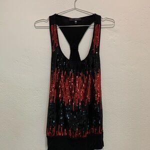 Heart Soul Black and Red Sequin Backless Tank Top
